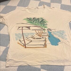 Graphic Tee with Beach Scene